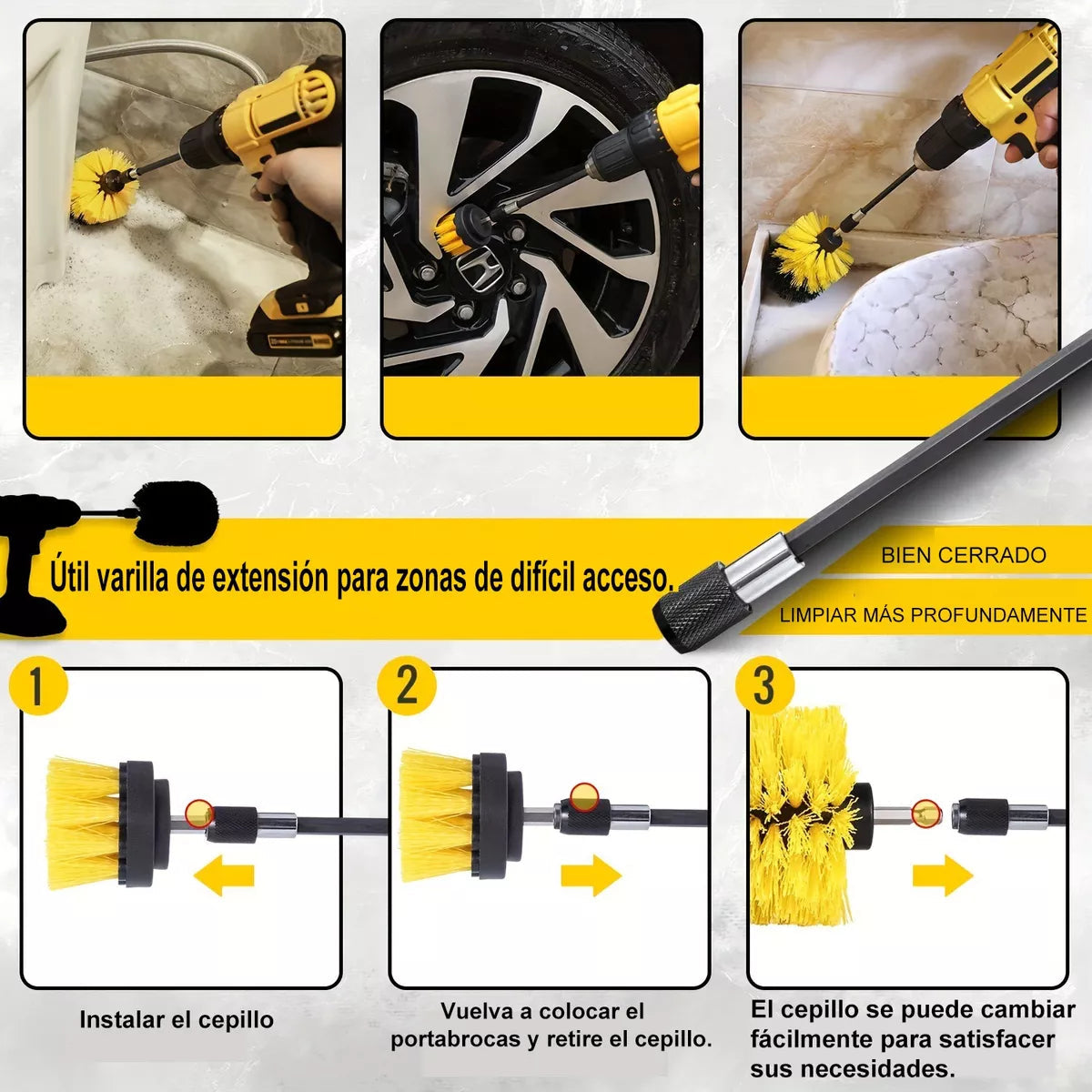 Turbo Clean™-Kit Cepillos para Taladro 4 en 1 (NO INLUYE TALADRO)