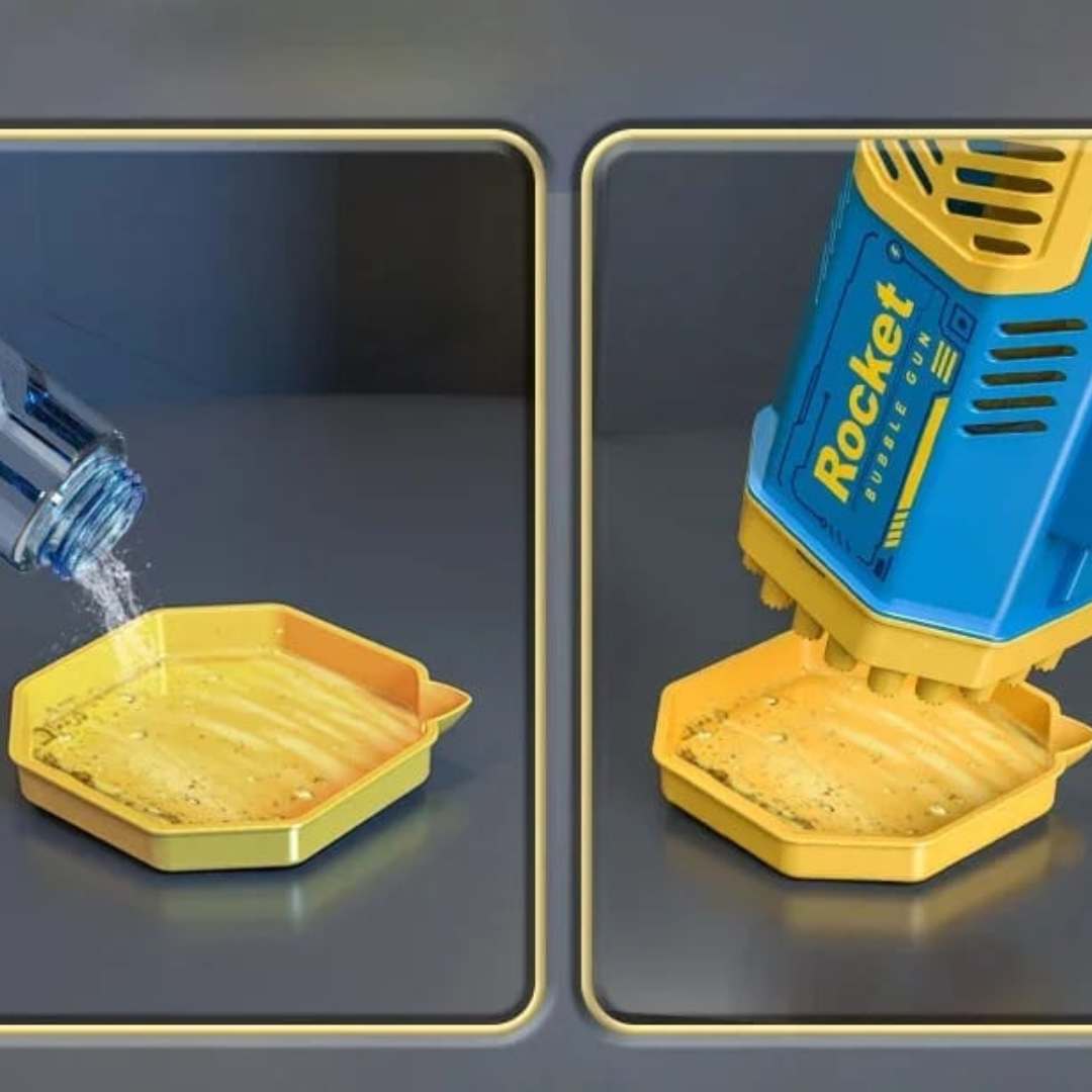 PISTOLA DE BURBUJAS GATLING BAZOOKA LED