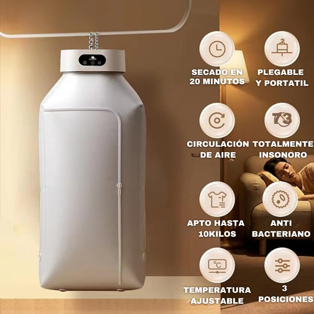 secadora de ropa portatil - tecnología UV para un secado rápido y ropa impecable.