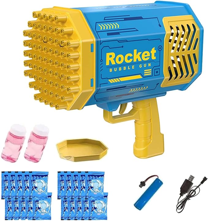 PISTOLA DE BURBUJAS GATLING BAZOOKA LED