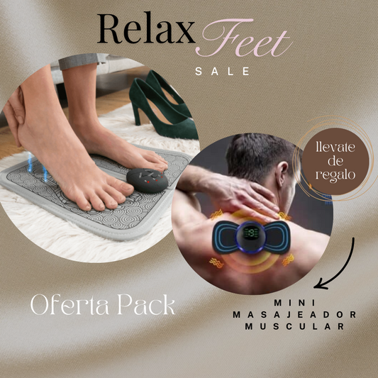 RelaxFeet™ + Mini Masajeador Muscular -reduce hinchazón con solo 15 minutos al día.
