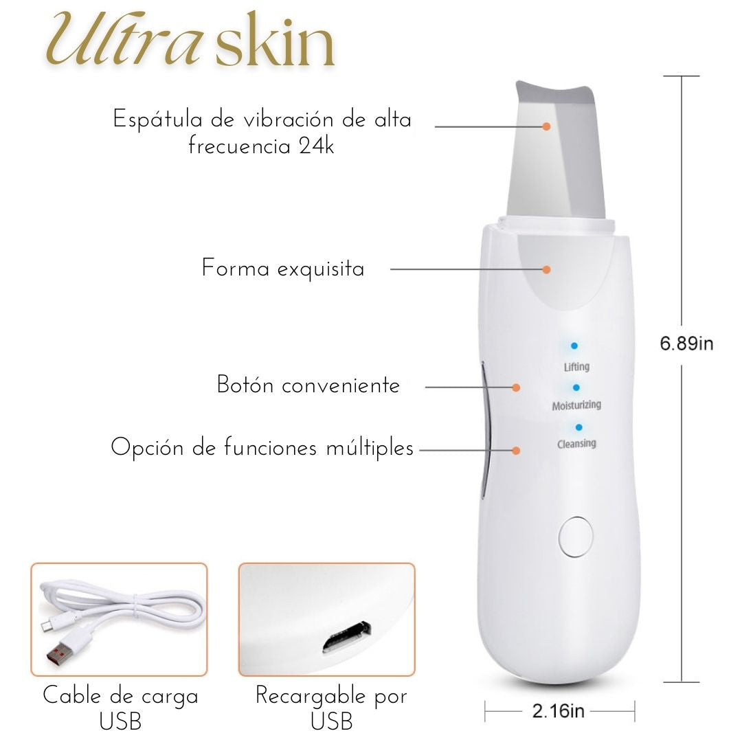 UltraSkin – Espátula Facial Ultrasónica Exfoliante + ¡2 Fundas de Regalo! 🎁
